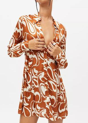 Сукня плаття сатинове легке атласне zara mango біле коричневе