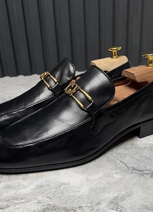 Gucci horsebit gg collapsible heel loafer black чоловічі туфлі оригінал 41 eur