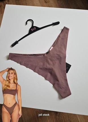 Бесшовные темно бежевые стринги танга hunkemoller l69 10 40 42 l xl