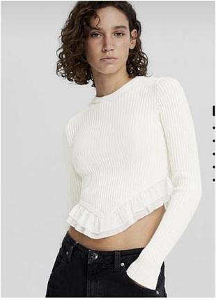 Кофта в рубчик bershka молочка кофта з шифоновими рюшами bershka лонгслів