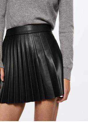 Спідниця юбка еко шкіра шкіряна кожаная міні чорна zara mango