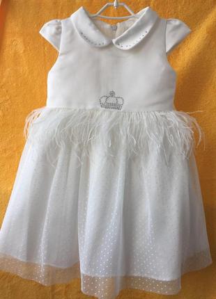 Платье нарядное размер  92  98   белое mevis.3 фото