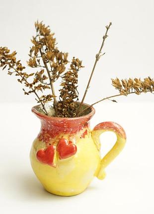 Керамічна вазочка для закоханих  "сердечний букет" ceramic vase for lovers