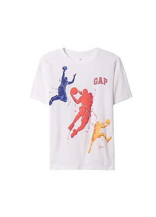 Gap футболка детская подростковая v-feb val gr optic white