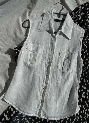 Льляна сорочка без рукавів жилетка hennes
