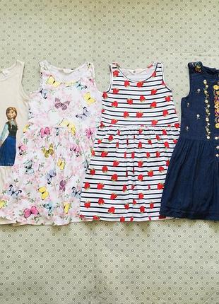 Платье сарафан h&m на 6-8 лет. 122 рост. яркий принт. вышивка. 100% хлопок. состояние новых, следов