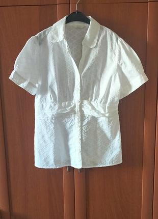 Белая коттоновая блуза рубашка от m&amp;s, xl-xxl