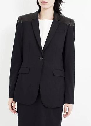 Жакет чорний піджак зі шкіряними вставками m