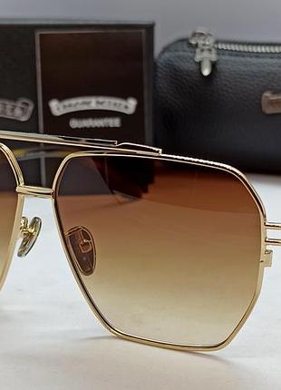 Chrome hearts ripping окуляри чоловічі сонцезахисні коричневий градієнт у золотому металі