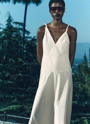 Платье миди с бретелями zw collection от zara