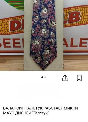 Винтажный мужской шелковый галстук disney mickey mouse balancine "the tie works", сделано в сша