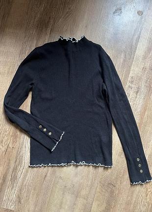 Чорний гольф лонгслів