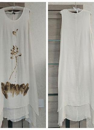 Белое жатое платье-миди без рукава izabel london(размер 12-14)