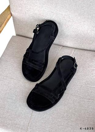 Босоножки натуральные - viena, черные, натуральная замша