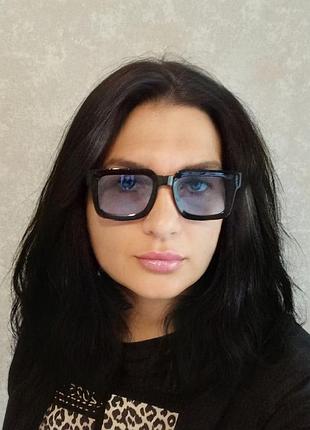 Очки солнцезащитные имиджевые голубая линза прямоугольные унисекс стильные качественные новые