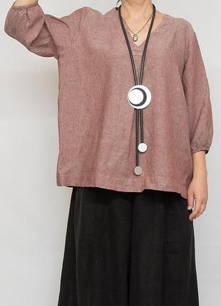 Блуза льняная рубашка poetry, лен, большой размер.