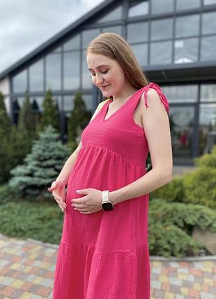 Муслінова сукня для вагітних та годування грудьми