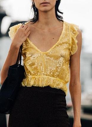 Zara праздничный яркий топ