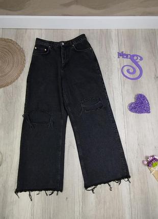 Женские джинсы asos design рваные широкие черные размер m (28)