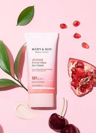 Mary&may vegan primer glow sun cream spf50+ pa ++++ 50ml – база під макіяж із захистом від сонця