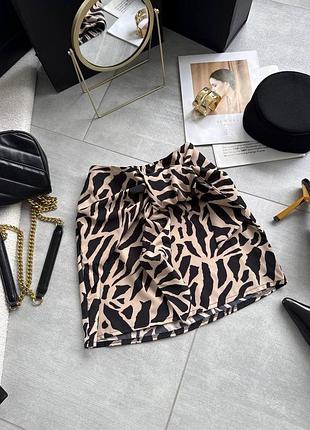 Трендова спідниця міні із завʼязками софт легка юбка