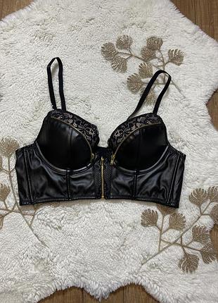 Бюстгальтер топ бра з екошкіри