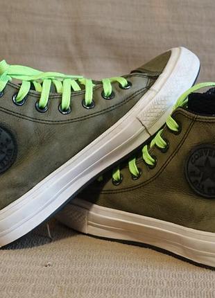 Высокие фирменные кеды из натурального нубука цвета хак converse all star. сша. 37 1/2 р( 24.2 см.)