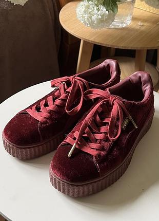 Бордовые кеды puma rihanna fenty