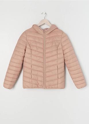 Стеганая демисезонная женская куртка пудровая xs-s