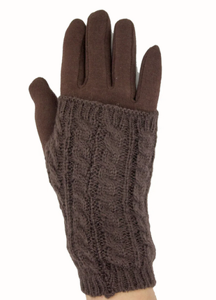 Перчатки.женские зимние перчатки стрейч+вязка коричневый цвет размер средние 7.55 фото
