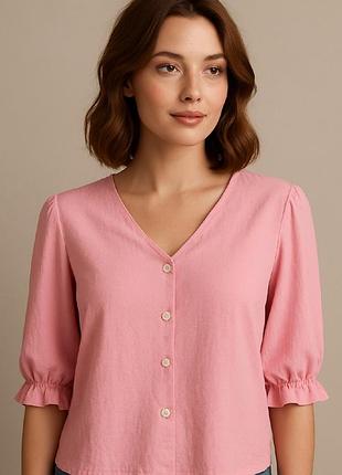 Рожева блуза з ґудзиками вільного крою від new look