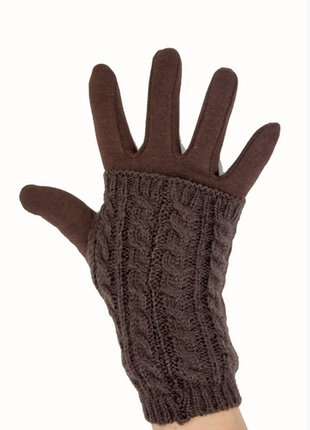 Перчатки.женские зимние перчатки стрейч+вязка коричневый цвет размер средние 7.56 фото