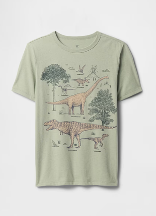 Gap футболка детская подростковая green logo short sleeve crew neck graphic t-shirt