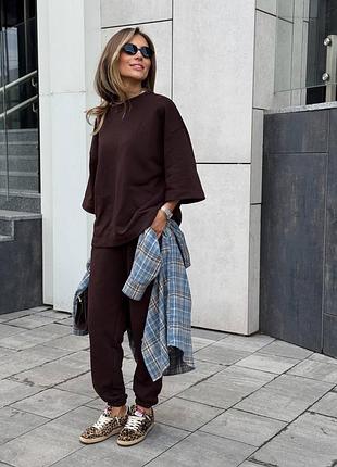 Трикотажный спорт костюм футболка овер