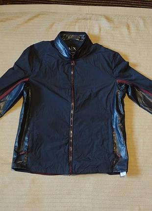 Легкая комбинированная темно-синяя куртка armani exchange  италия xl