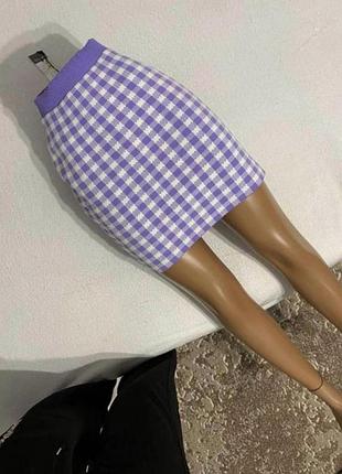 Новая женская юбка в клетку primark фиолетовая мини короткая