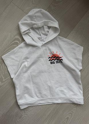 Стильна оверсайз футболка з каптуром zara махрова