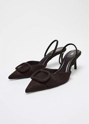 Шоколадные мягкие женские туфли zara new