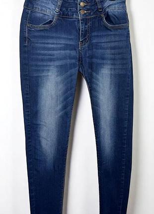 Синие фирменные джинсы с двойным поясом - encore jeans skinny оригинал s-m