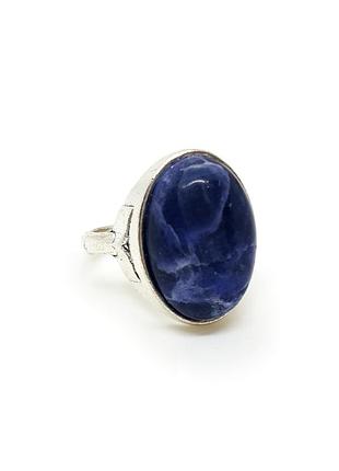 🌏💍 кільце у вінтажному стилі натуральний камінь содаліт р. 18