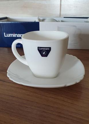 Чашка 220 мл. і блюдце luminarc. оригінал! нова. для кави та чаю.