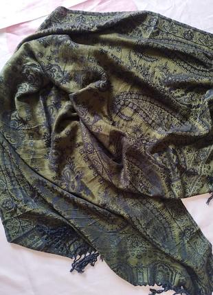 Оливковий теплий шарф, пашміна 😍