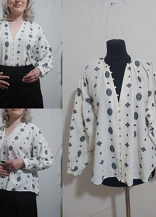 Блуза с вышивкой котоновая zara обьемные рукава