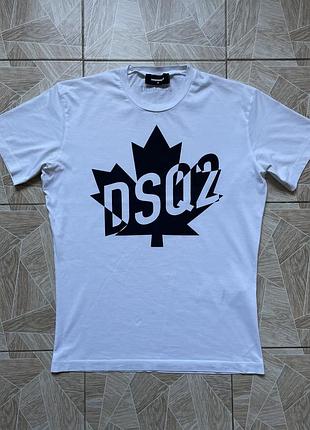 Футболка  y2k designer luxury dsquared2 big logo maple leaf tee m black