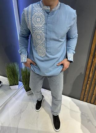 Блакитна вишита сорочка💣