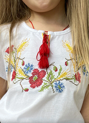 Блуза вишиванка для дівчинки "маки" 2