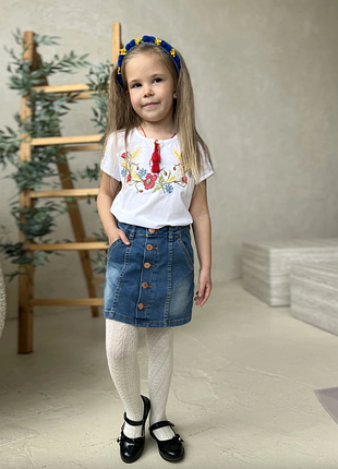 Блуза вишиванка для дівчинки "маки" 3