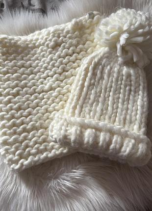 Комплект шапка шарф вʼязані cropp