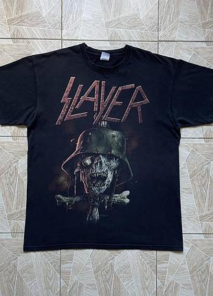 Футболка rare y2k vintage slayer soldier big logo 2014 tee l black crew neck  rock hype