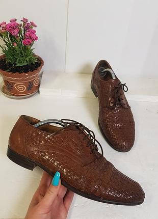 Шикарні шкіряні плетені туфлі shore